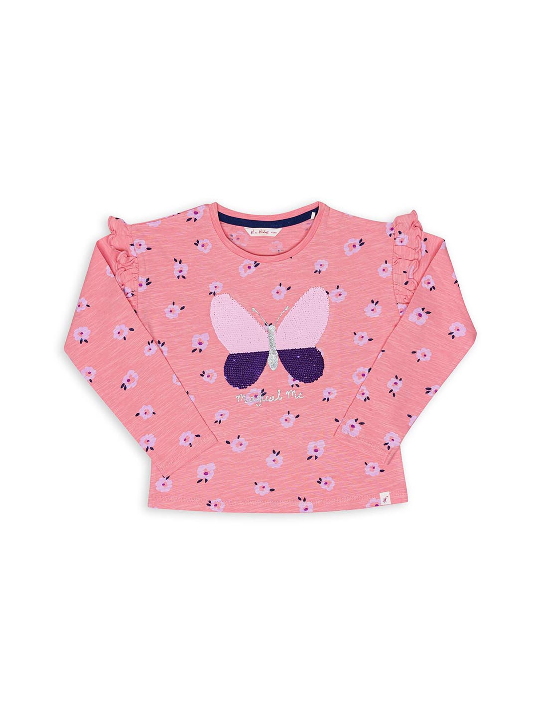 

H By Hamleys Girls Floral Printed Cotton T-shirt, Pink