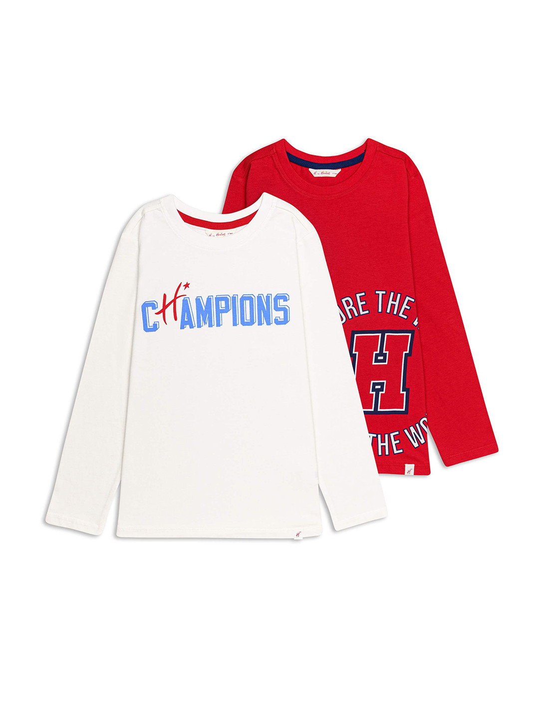 

H By Hamleys Boys Pack of 2 Cotton Typography Printed T-shirt, Red