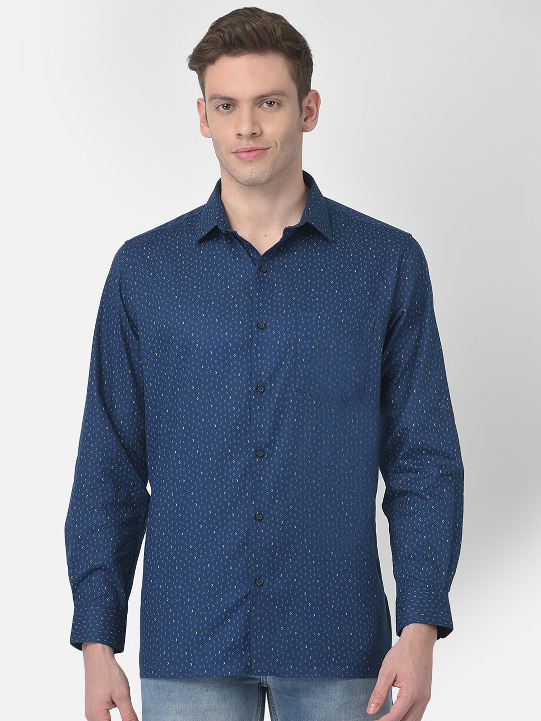 

Turtle Men Cotton Modern Printed Casual Shirt, Blue