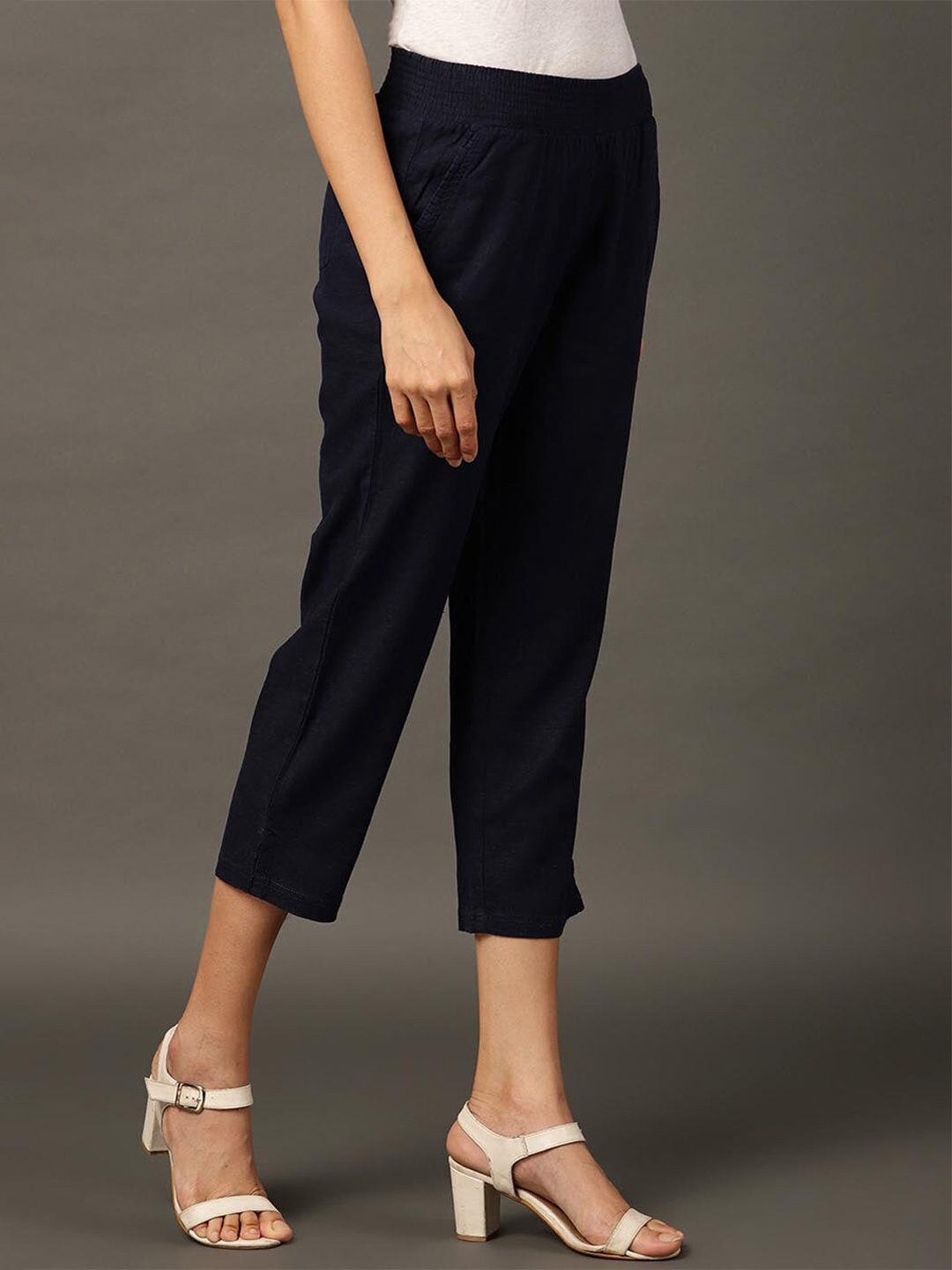 

Lakshita Women Navy Blue Skinny Fit Capris