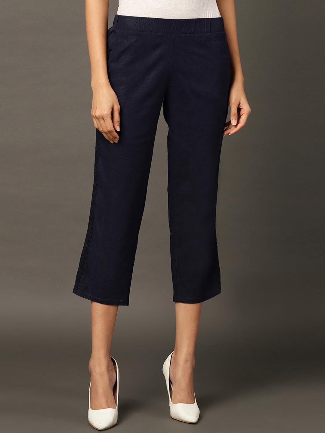 

Lakshita Women Skinny Fit Capris, Navy blue