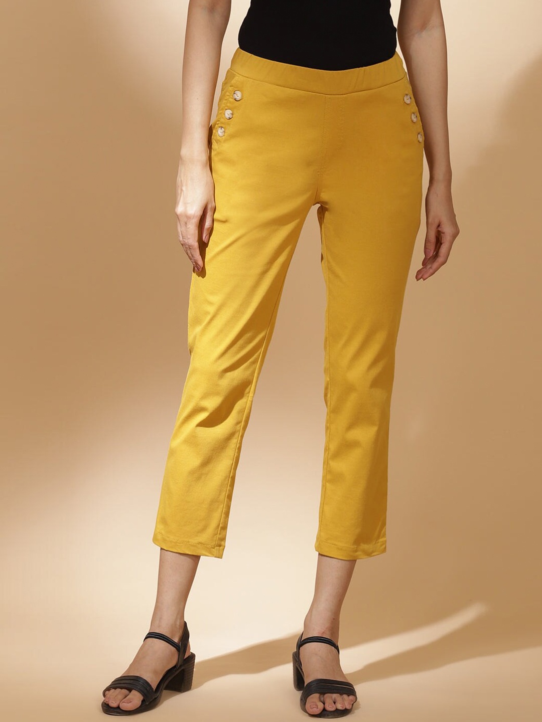 

Lakshita Women Skinny Fit Capris, Mustard