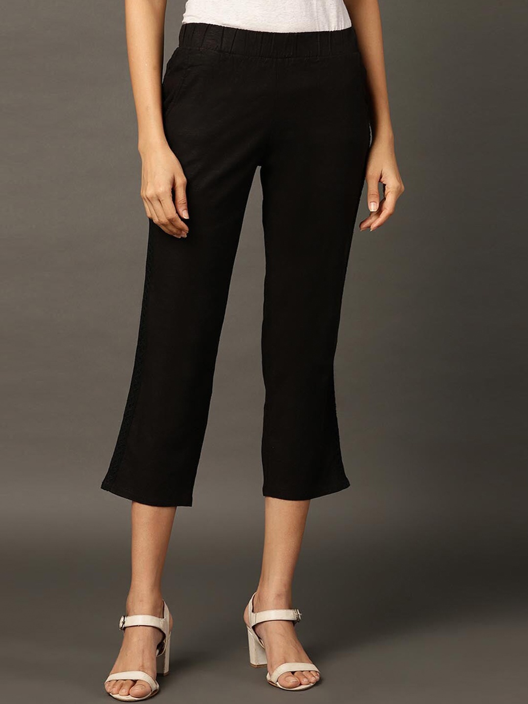 

Lakshita Women Skinny Fit Capris, Black