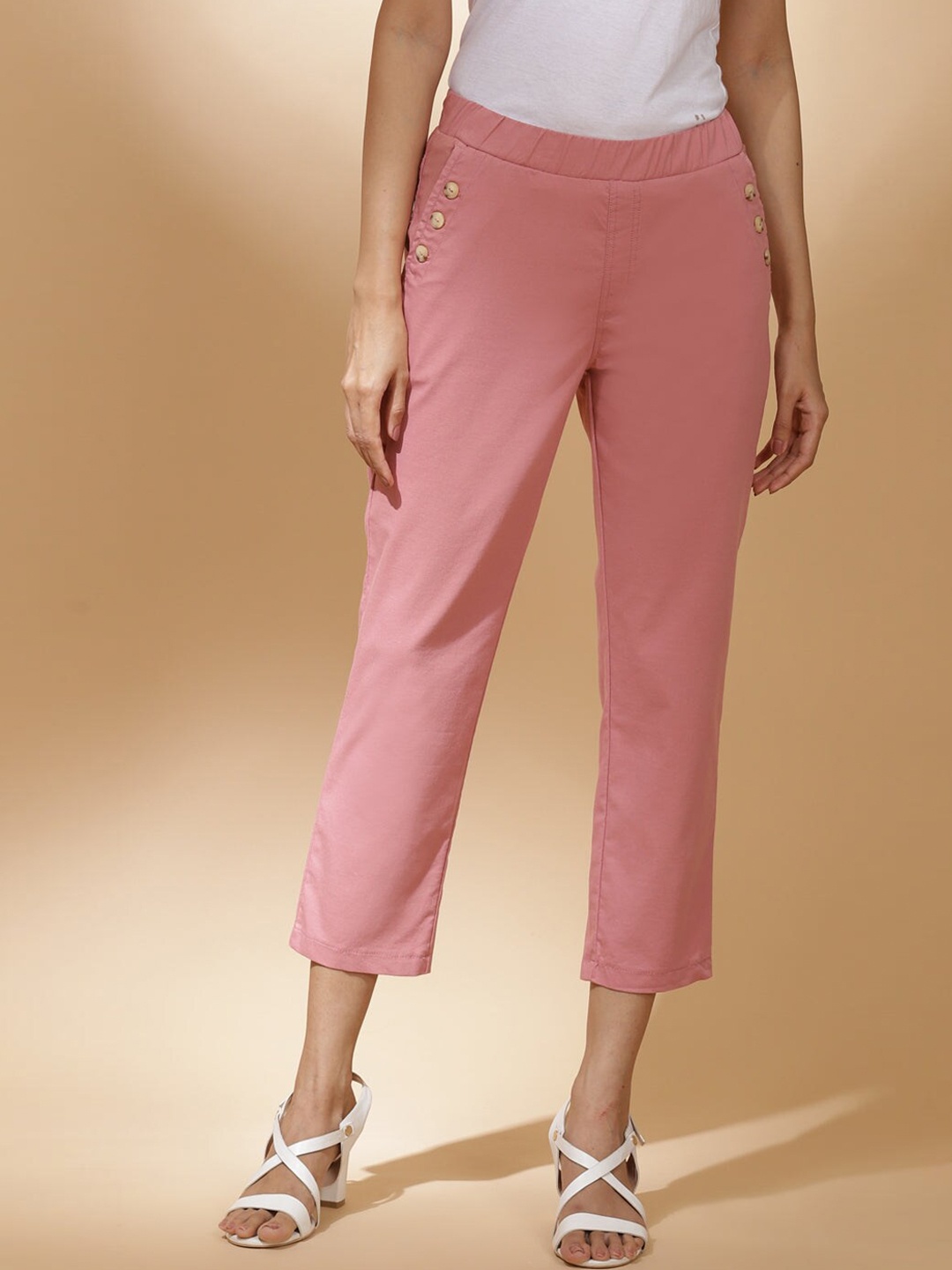 

Lakshita Women Regular Fit Capris, Pink