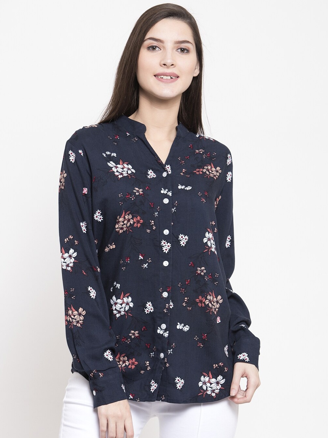 

Purple State Women Floral Printed Casual Shirt, Blue