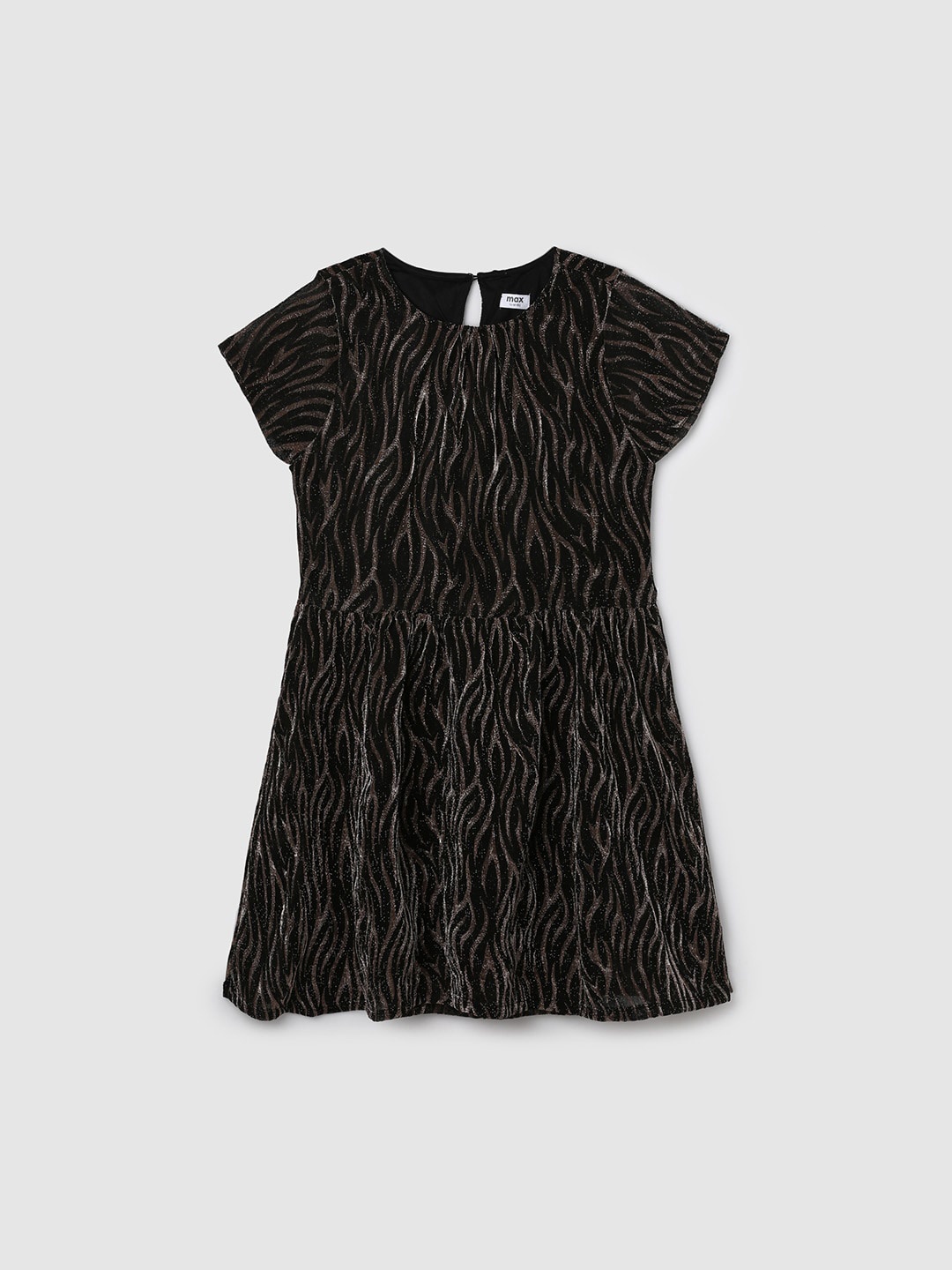 

max Girls Self Design A-Line Dress, Black
