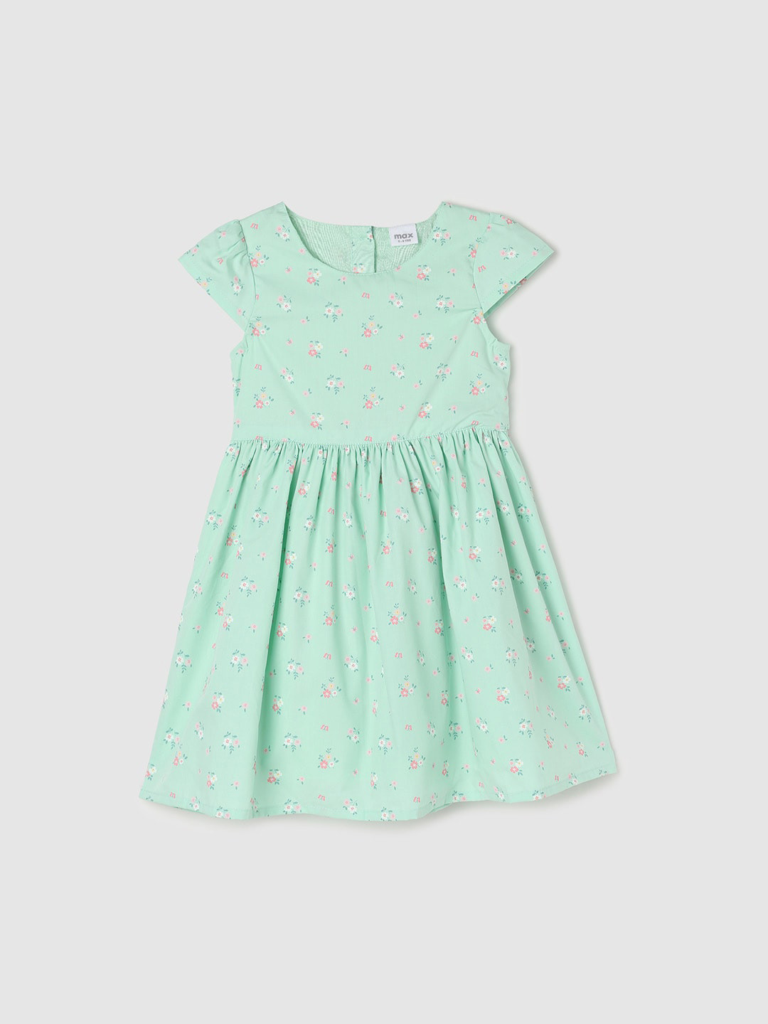 

max Girls Floral Cotton Fit and Flare Dress, Sea green