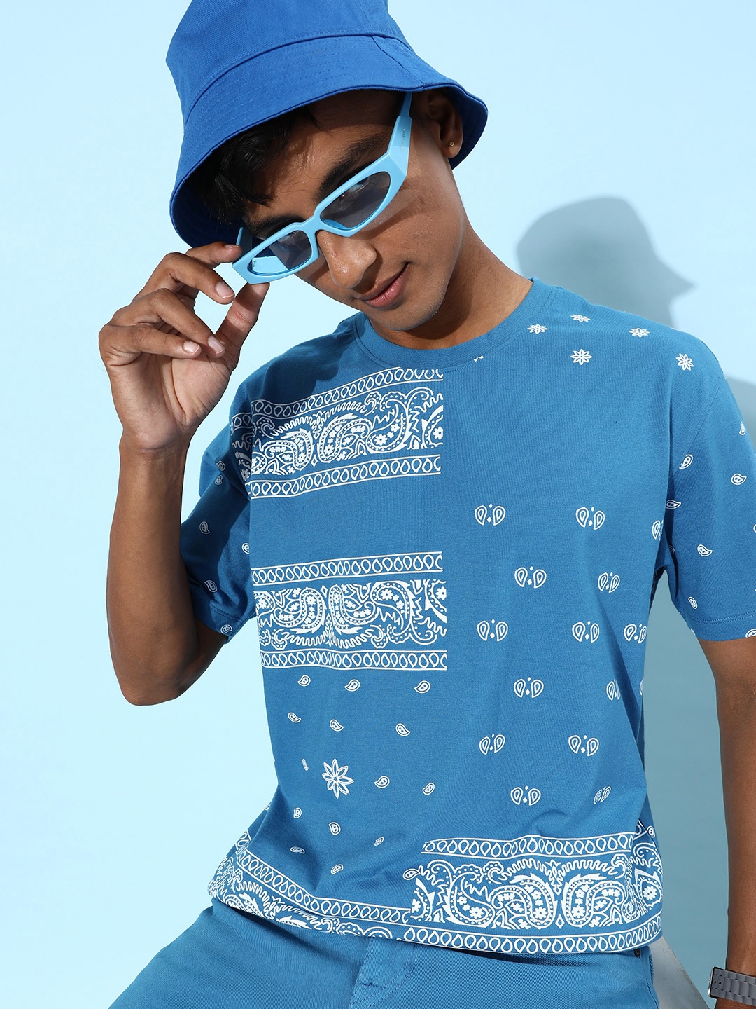 

Mast & Harbour Paisley Printed T-shirt, Blue