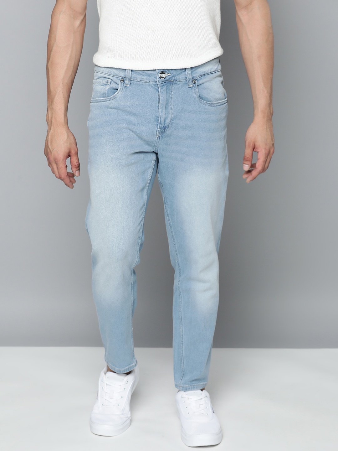 

M&H Our Water Men Carrot Fit Light Fade Stretchable Sustainable Jeans, Blue