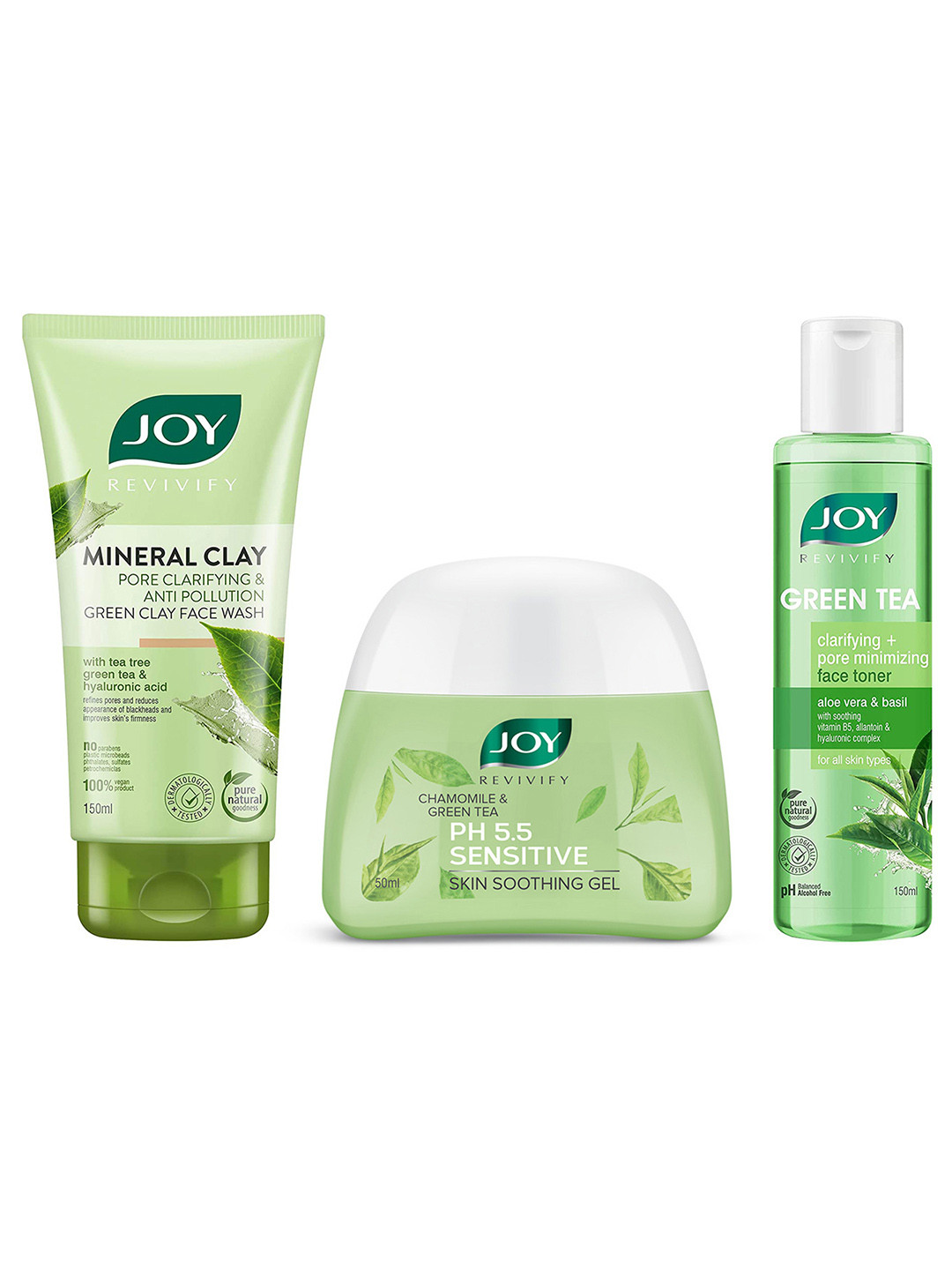 

JOY Set of Green Clay Face Wash 150 ml + Face Toner 150 ml + Skin Soothing Gel 50 ml