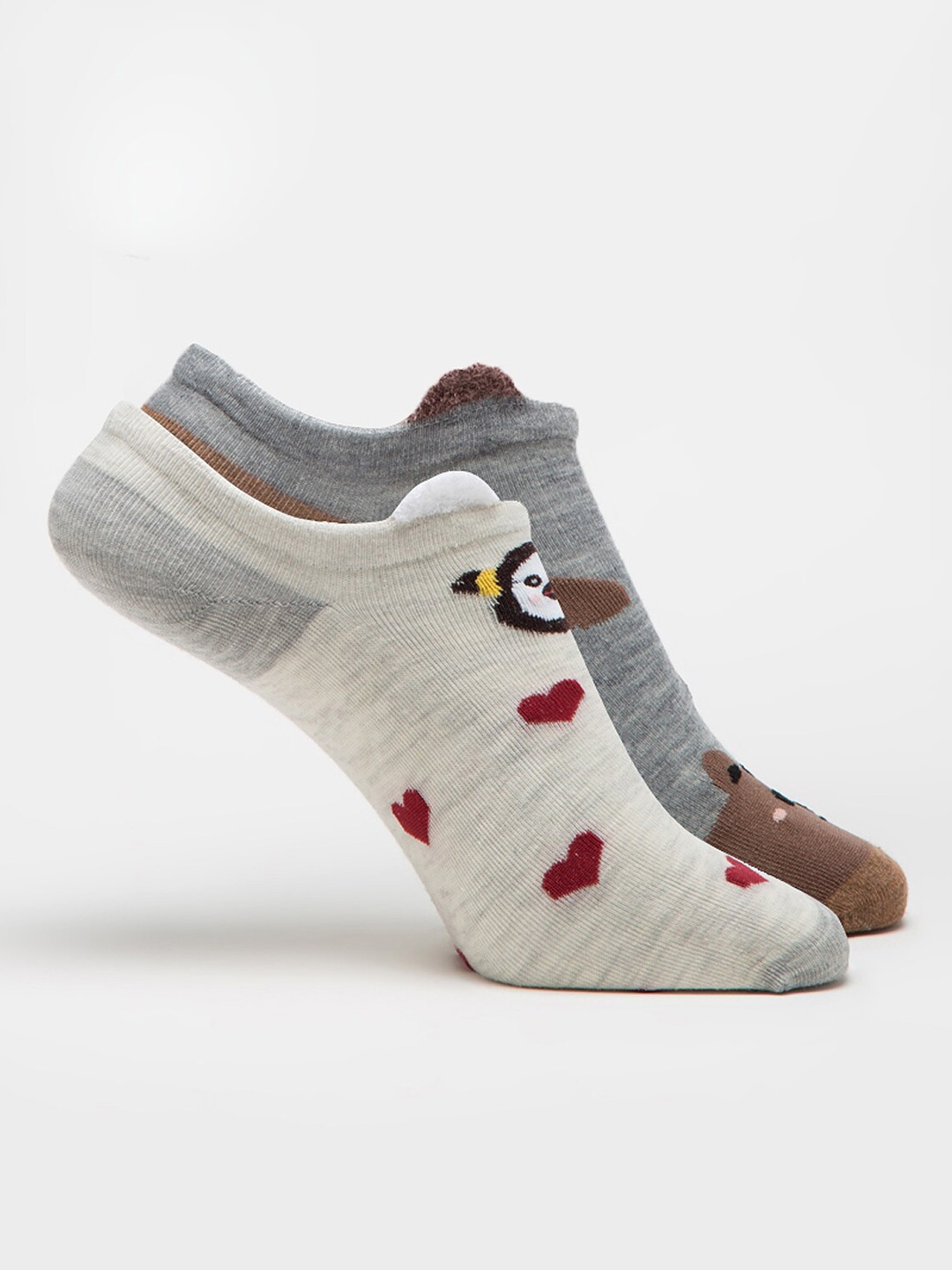 

J Style Women Pack Of 2 Patterned Shoe Liners Socks, Assorted