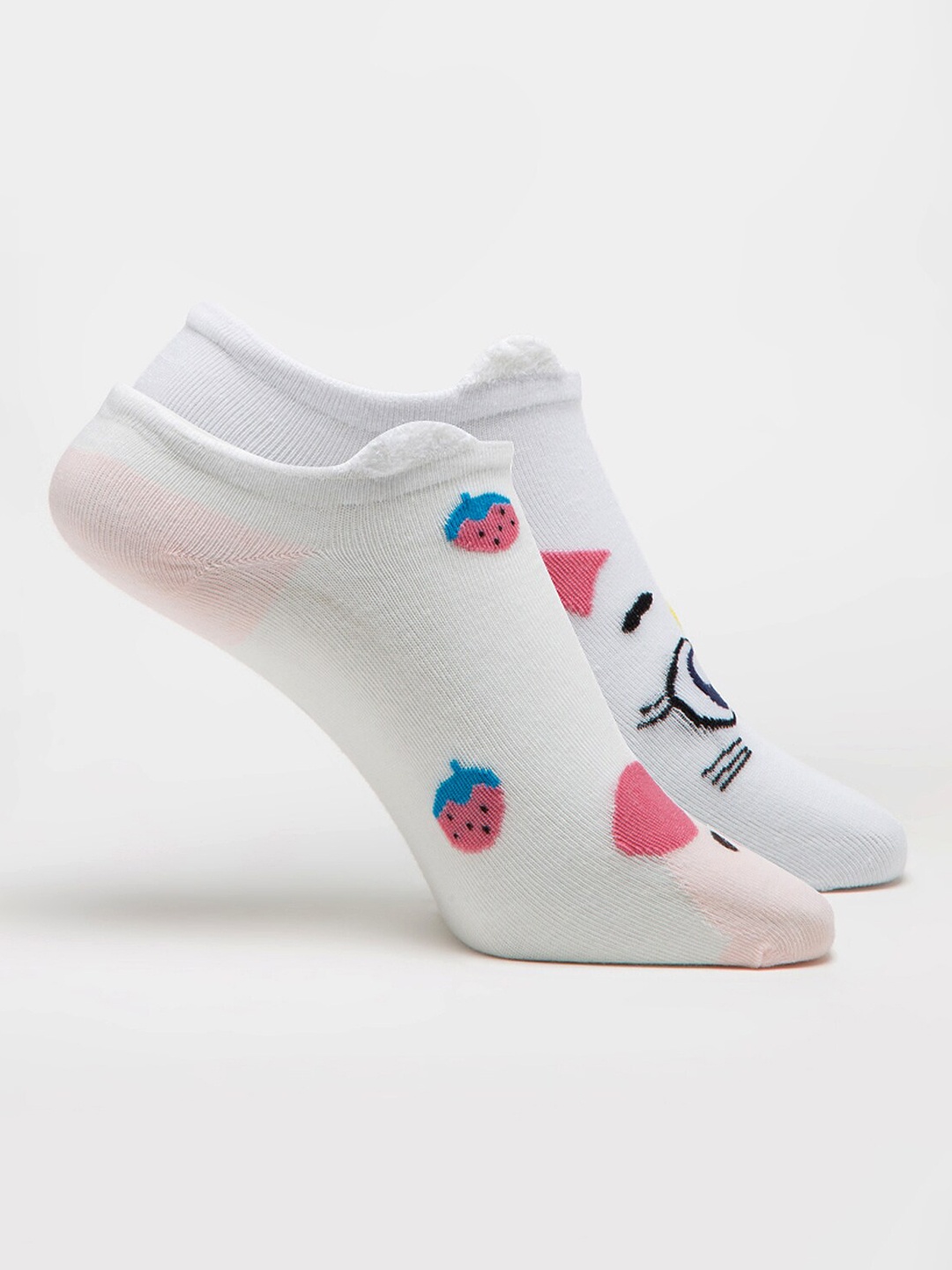

J Style Women Pack Of 2 Patterned Shoe Liners Socks, Assorted