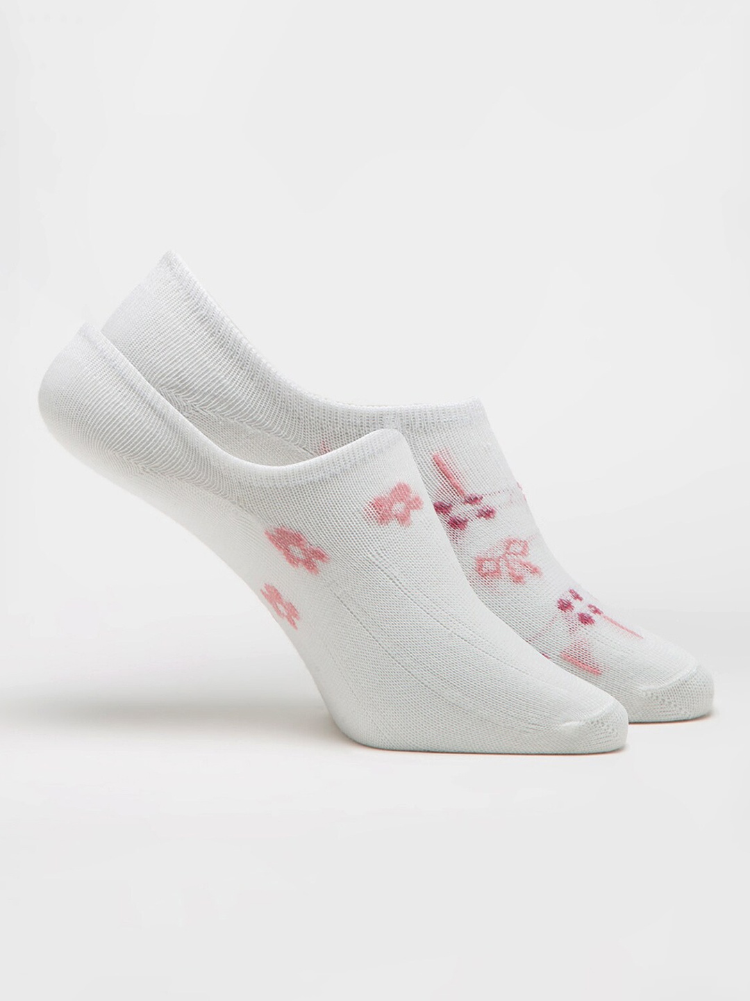 

J Style Women Pack Of 2 Patterned Loafer Socks, White