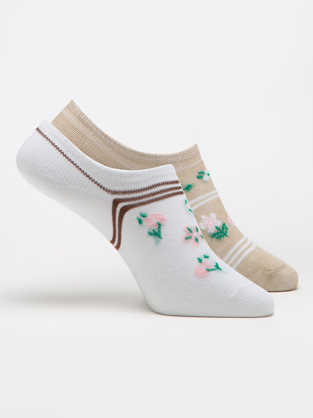 

J Style Women Pack Of 2 Patterned Shoe Liners Socks, Assorted