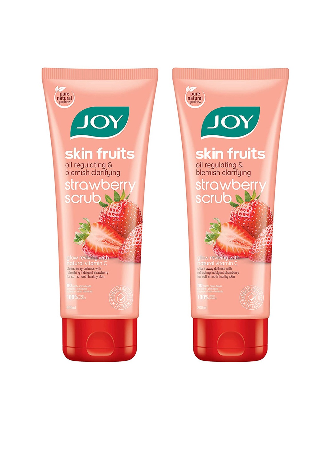 

JOY Set Of 2 Skin Fruits Oil Regulating Strawberry Face Scrub - 200ml Each, Pink