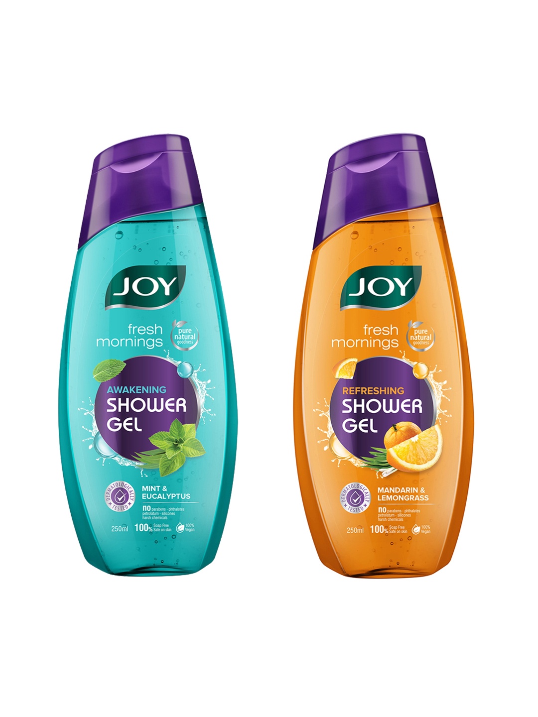 

JOY Set of Fresh Mornings Refreshing & Awakening Shower Gels - 250 ml Each, Blue