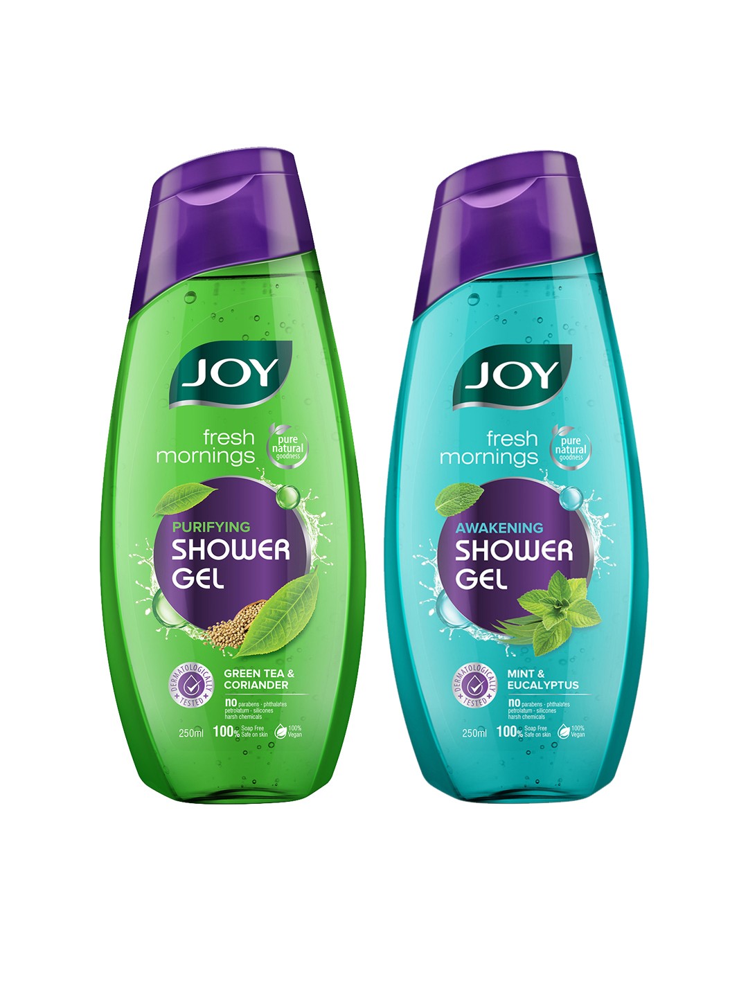 

JOY Set of Fresh Mornings Purifying & Awakening Shower Gels - 250 ml Each, Green