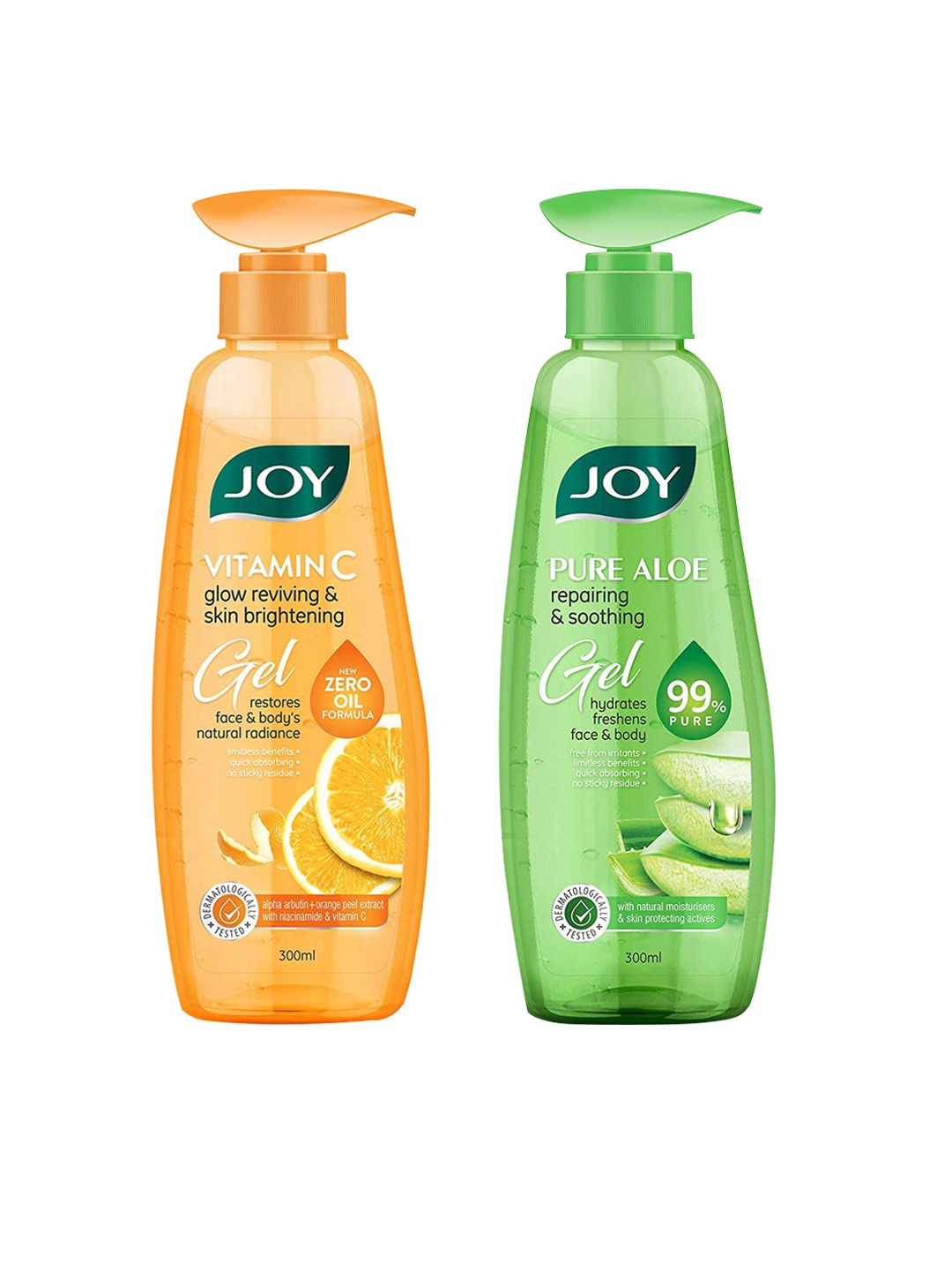 

JOY Set of Vitamin C & Pure Aloe Gel for Face & Body - 300 ml Each, Orange