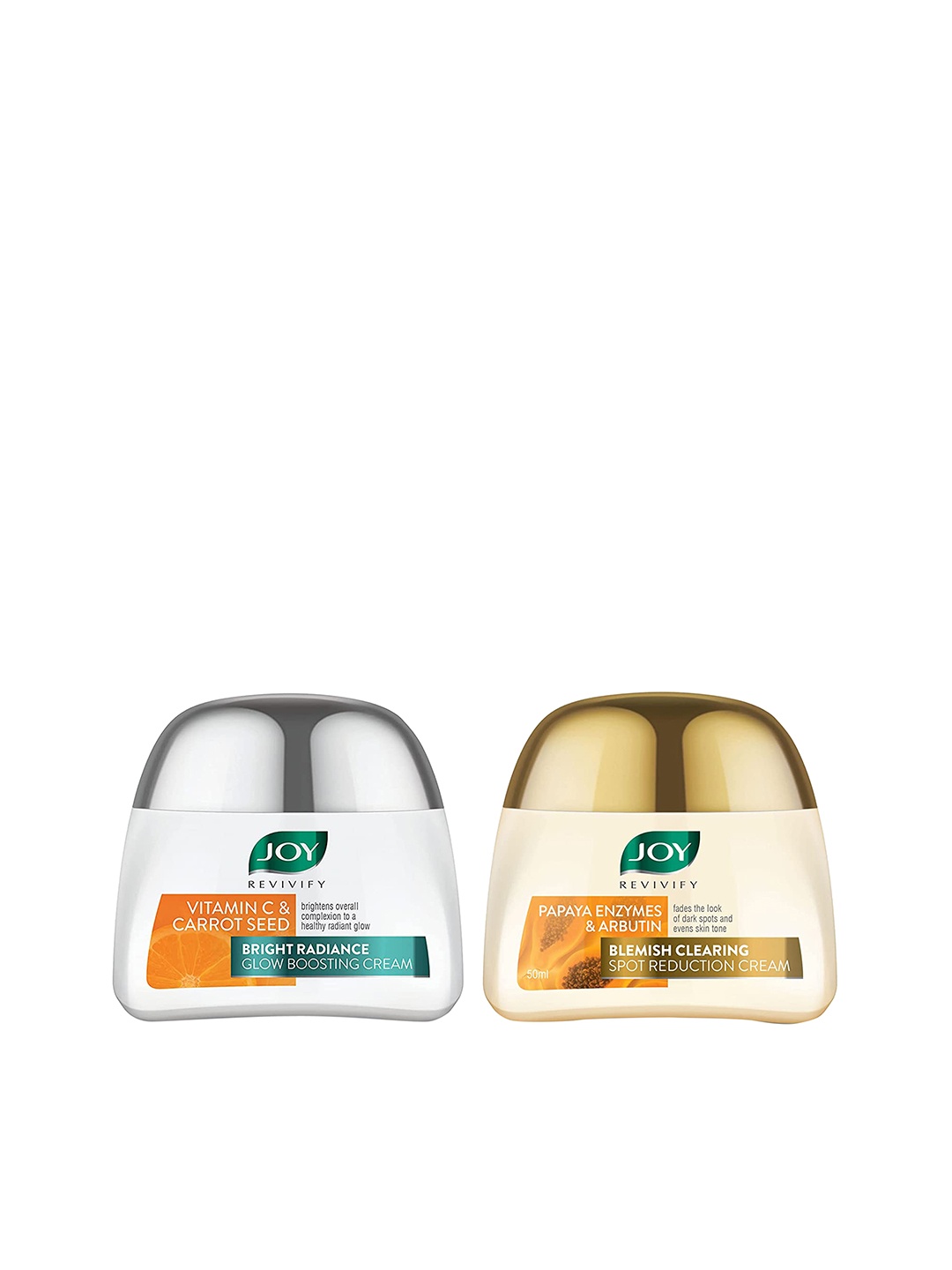 

JOY Set of Revivify Vitamin C & Carrot Seed + Papaya Enzymes & Arbutin Cream - 50 ml Each, White