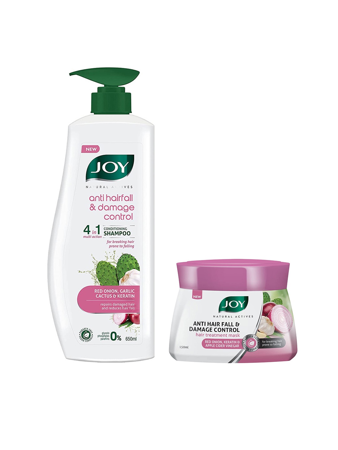 

JOY Set of Anti Hairfall & Damage Control Shampoo 650 ml & Hair Treatment Mask 150 ml, White