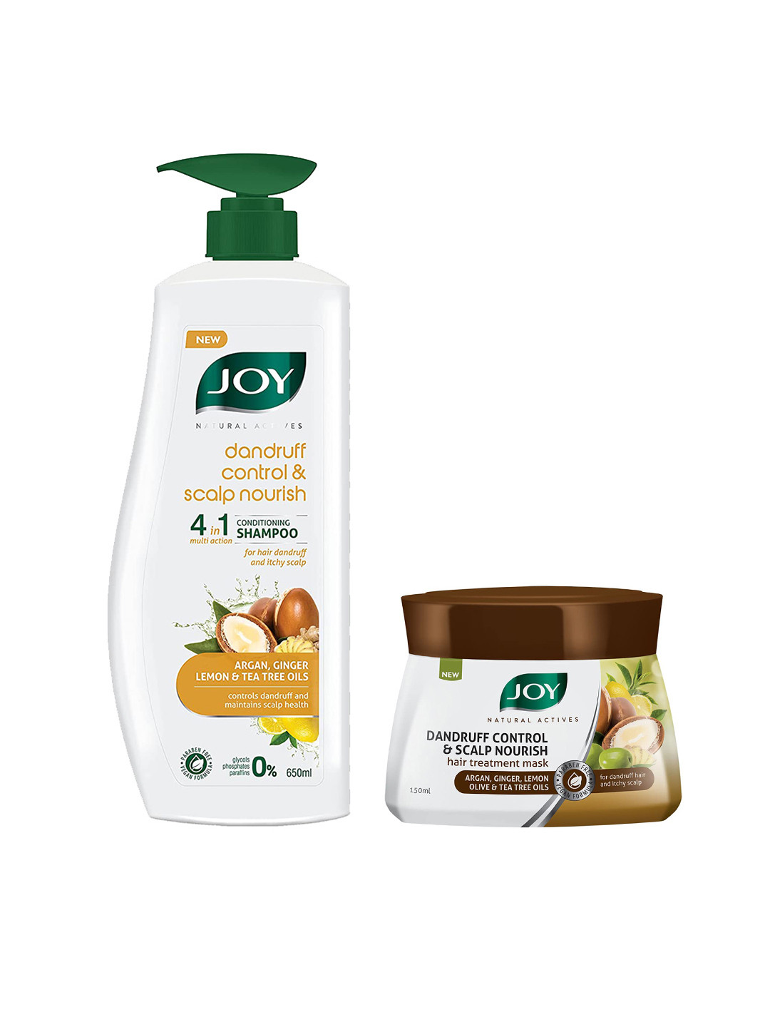 

JOY Set of Dandruff Control & Scalp Nourish Shampoo 650 ml + Hair Treatment Mask 150 ml, White