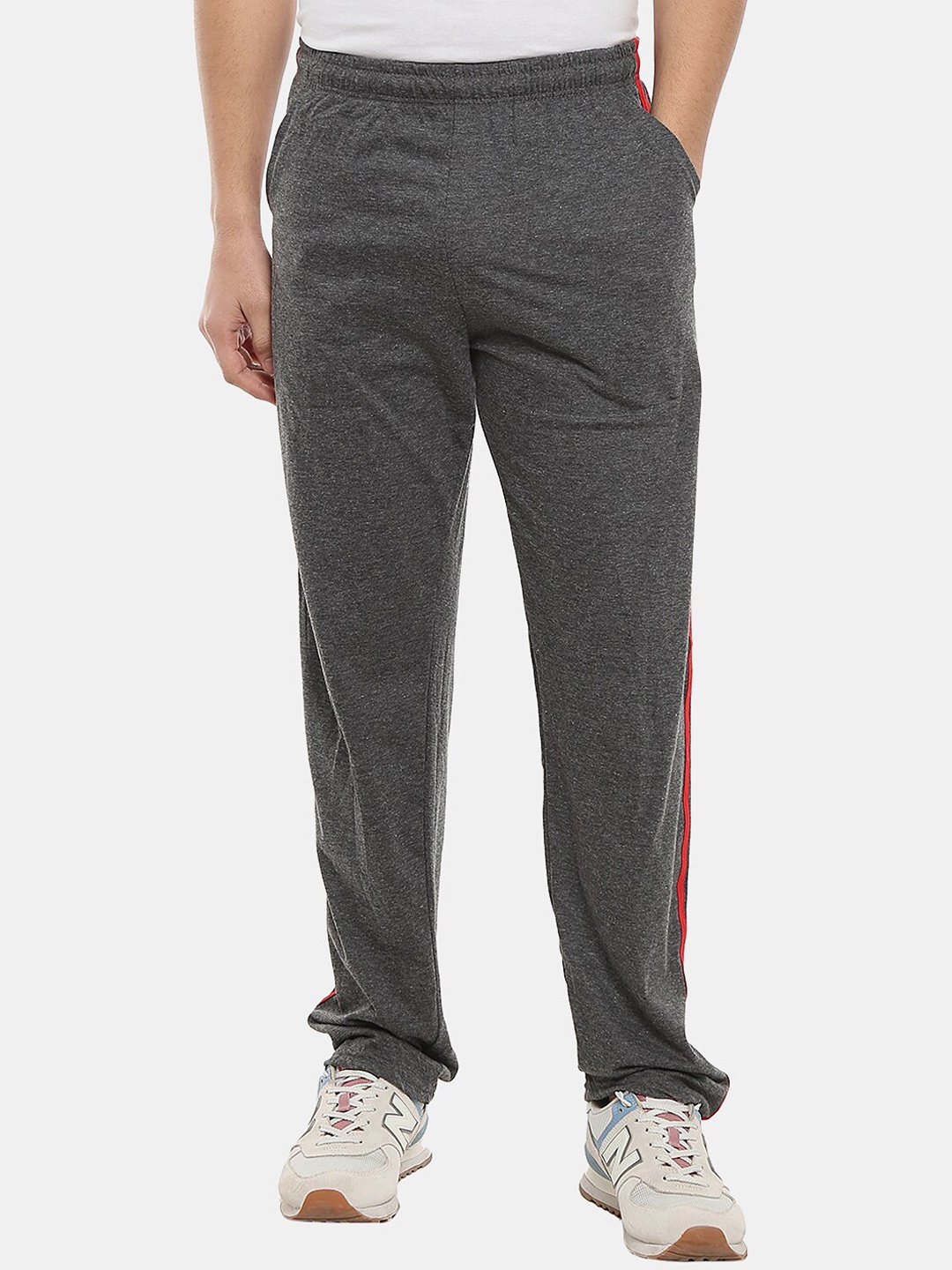 

V-Mart Men Cotton Mid Rise Single Jersey Track Pants, Grey