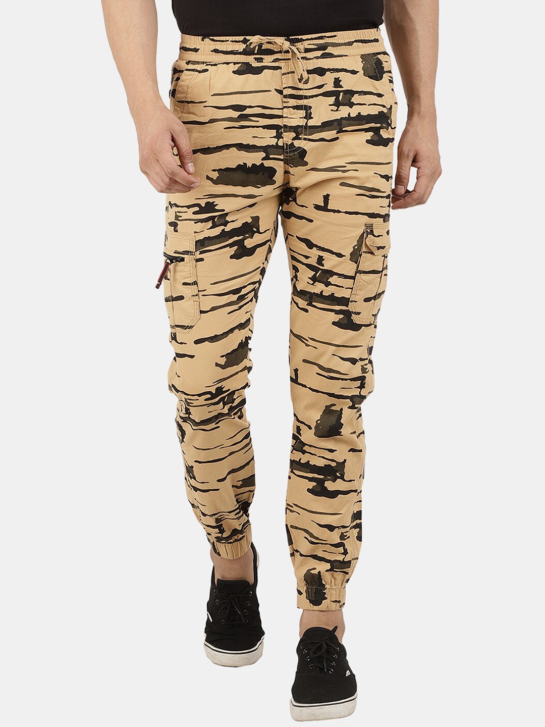 

V-Mart Men Printed Cotton Joggers, Khaki