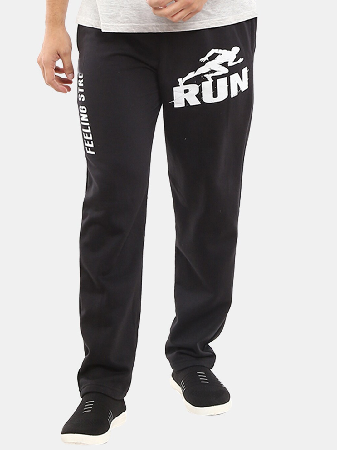 

V-Mart Men Printed Fleece Track Pants, Black