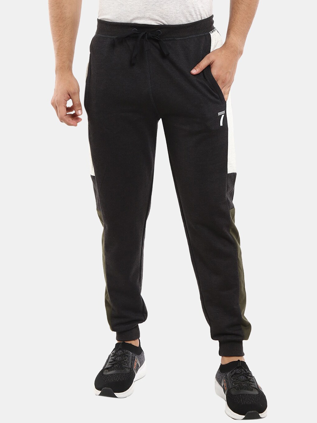 

V-Mart Men Side Striped Fleece Joggers, Charcoal