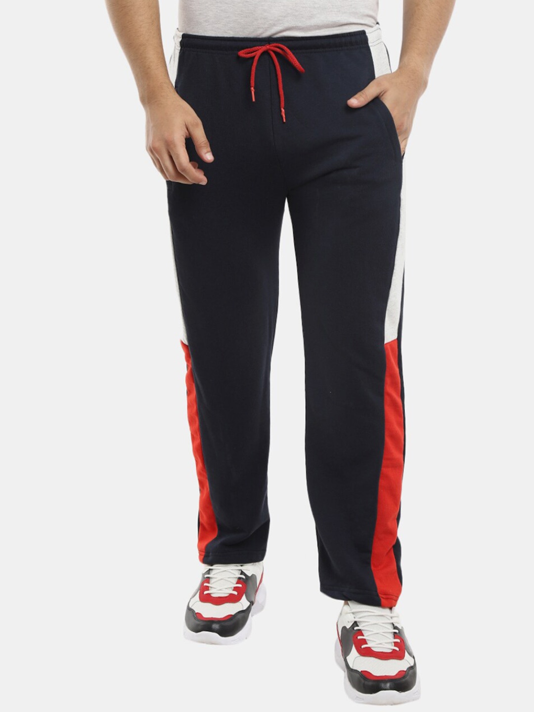 

V-Mart Men Solid Cotton Track Pants, Navy blue
