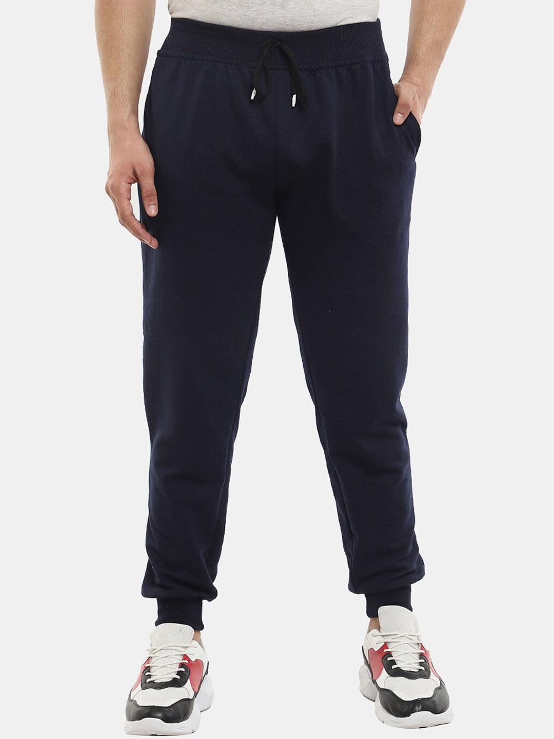 

V-Mart Men Mid-Rise Fleece Joggers, Navy blue