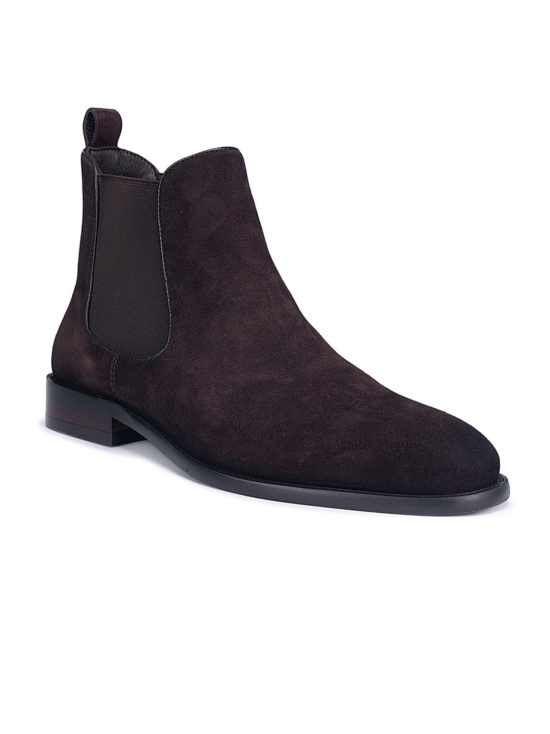 

ROSSO BRUNELLO Men Block-Heeled Leather Chelsea Boots, Brown