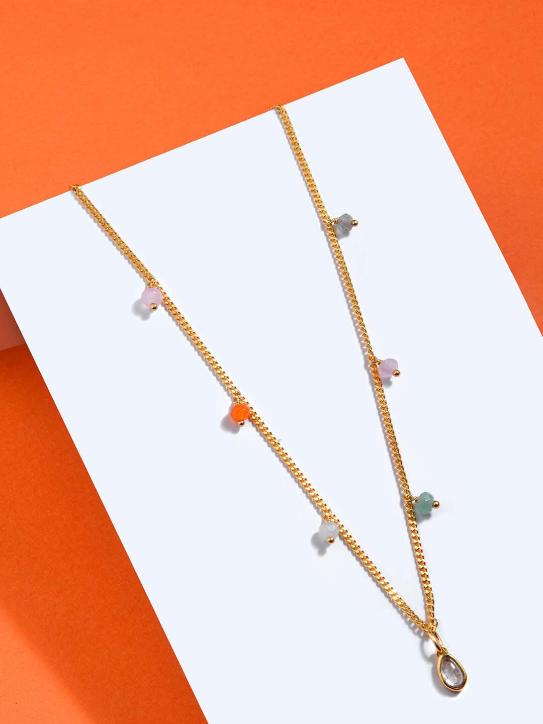 

Accessorize Gold Plated Z Healing Stone Charm Necklace