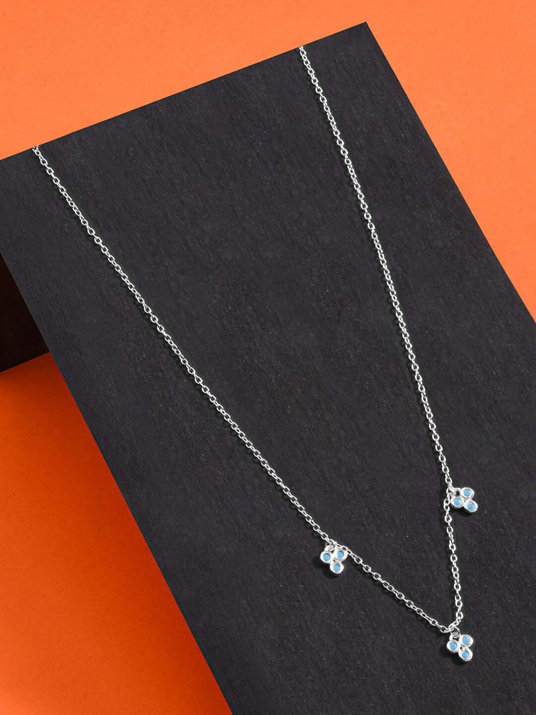 

Accessorize Women 925 Pure Sterling Silver Turquoise Station Charm Necklace