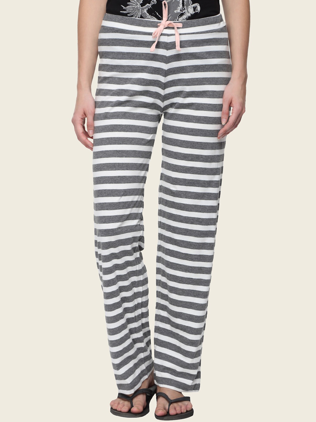 

Slumber Jill Women Striped Printed Comfort-Fit Lounge Pants, White