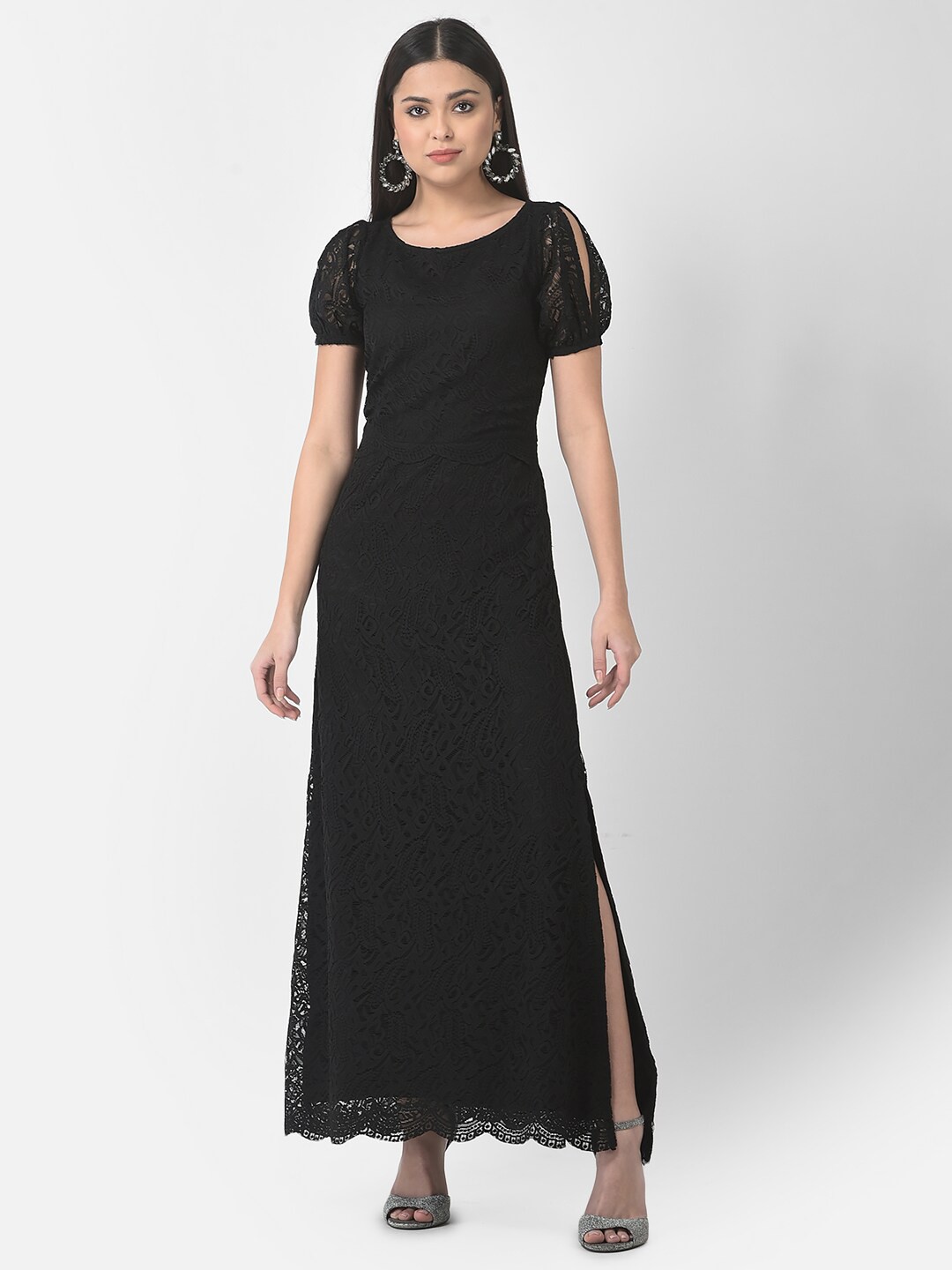 

Eavan Floral Net Maxi Dress, Black