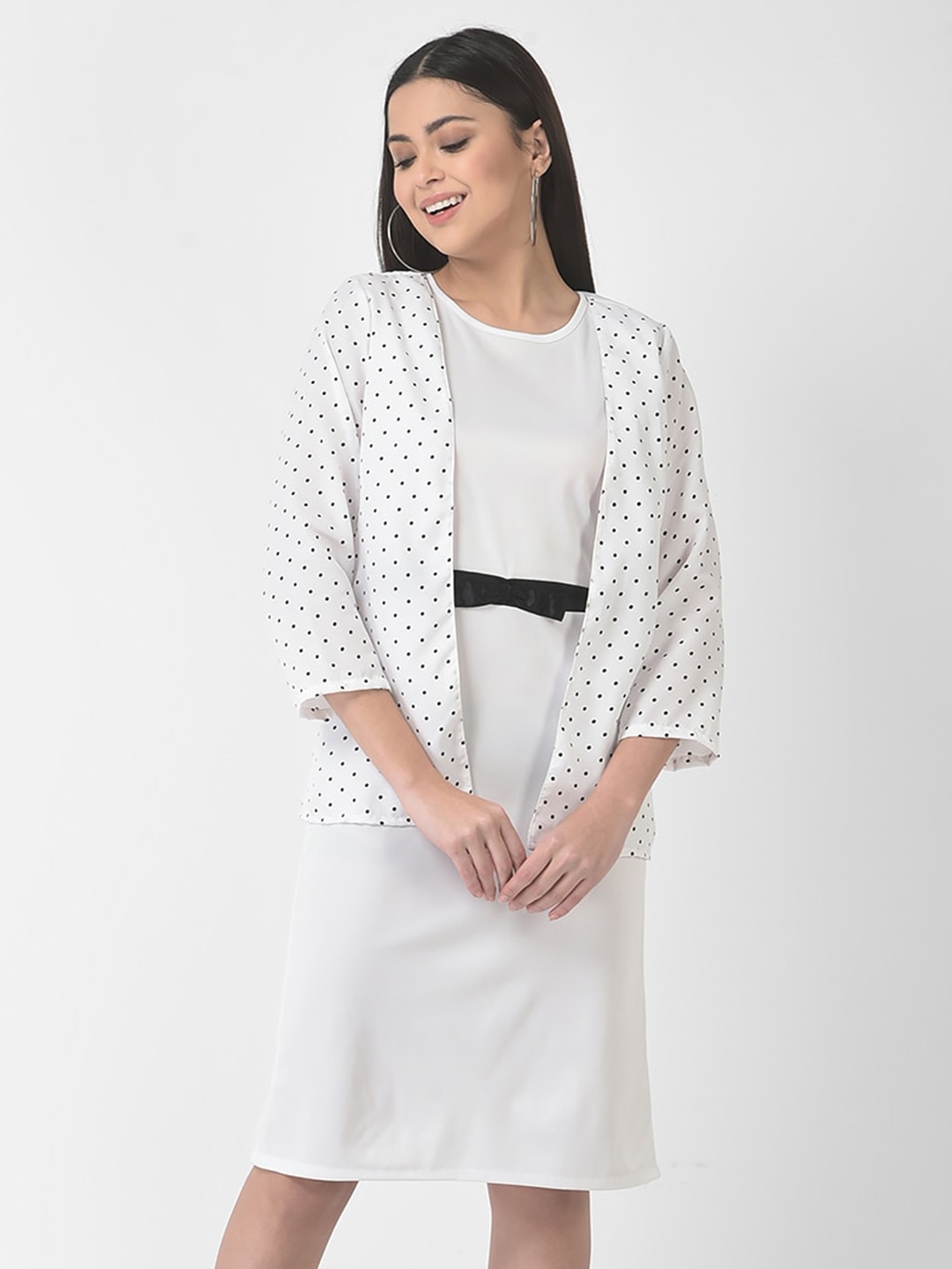 

Eavan Polka Dots Printed Bodycon Dress, White