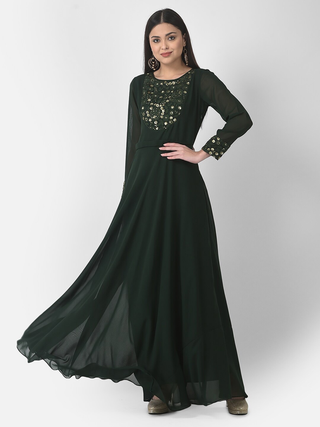 

Eavan Georgette Maxi Dress, Green