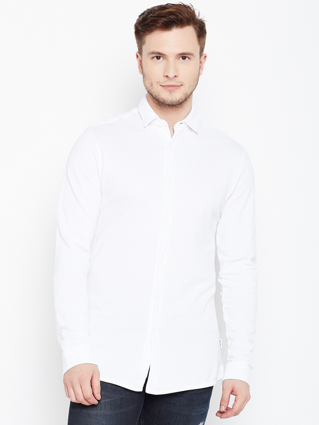 

Jack & Jones Men White Regular Fit Solid Casual Shirt