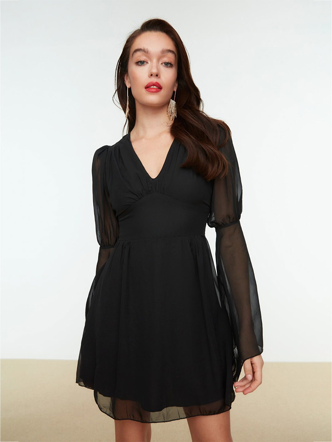 

Trendyol V-Neck Fit & Flare Dress, Black