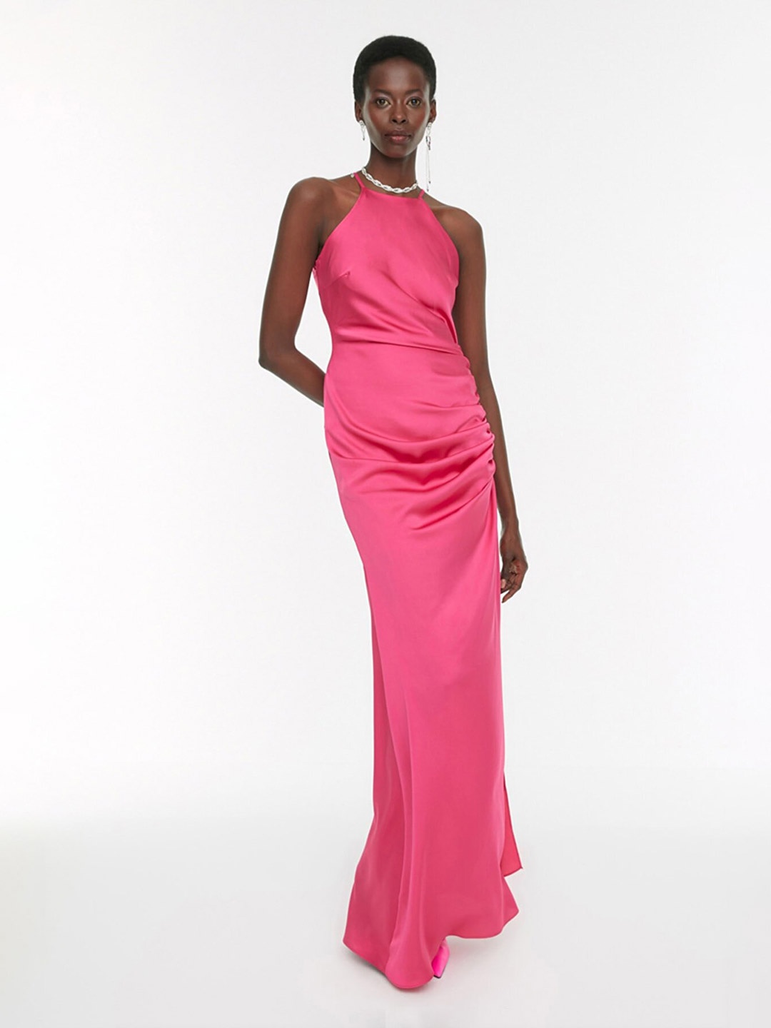 

Trendyol Halter Neck Maxi Dress, Pink