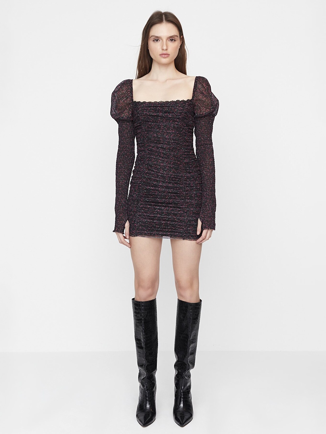 

Trendyol Puff Sleeves Sheath Dress, Black