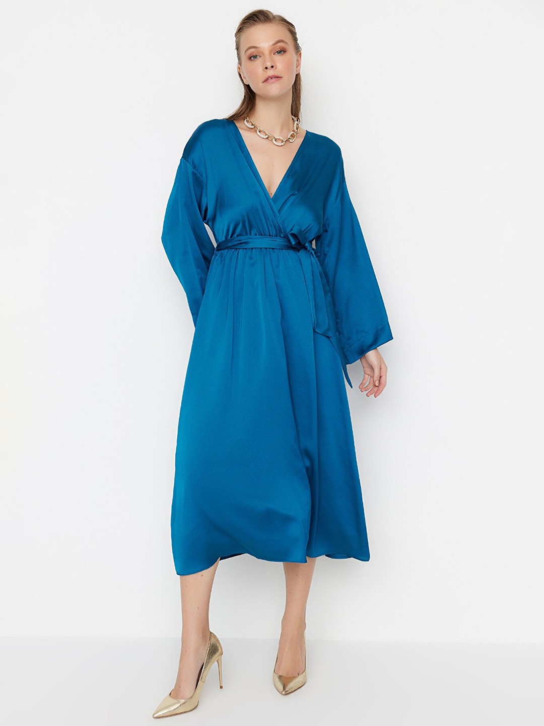 

Trendyol Fit & Flare Midi Dress, Blue