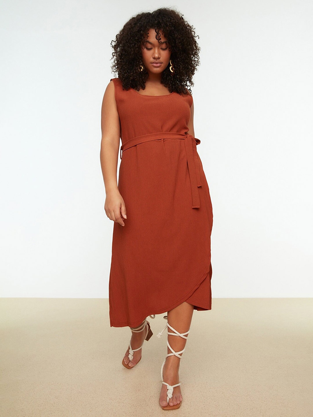 

Trendyol A-Line Midi Dress, Rust