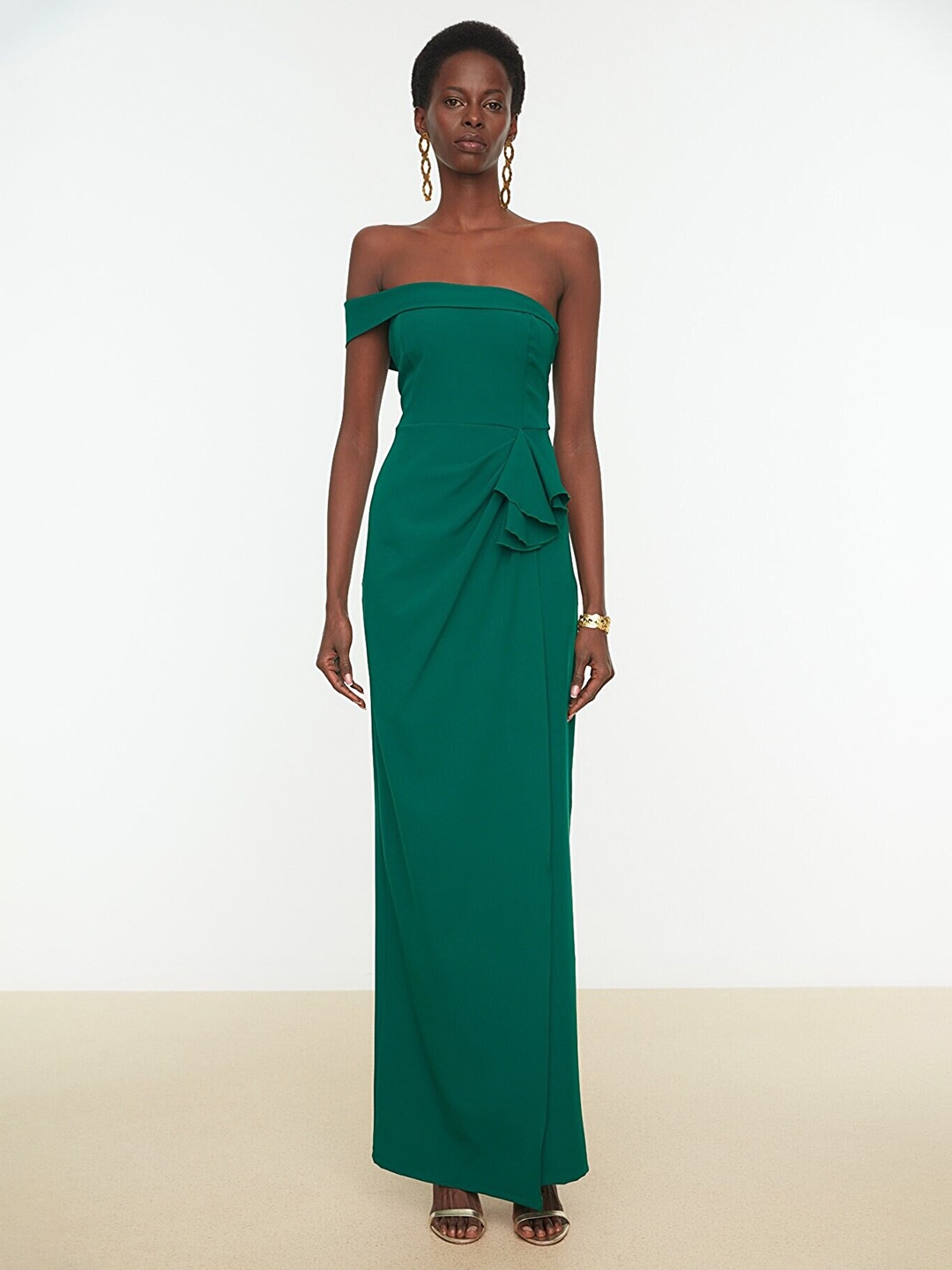

Trendyol Off-Shoulder Maxi Dress, Green