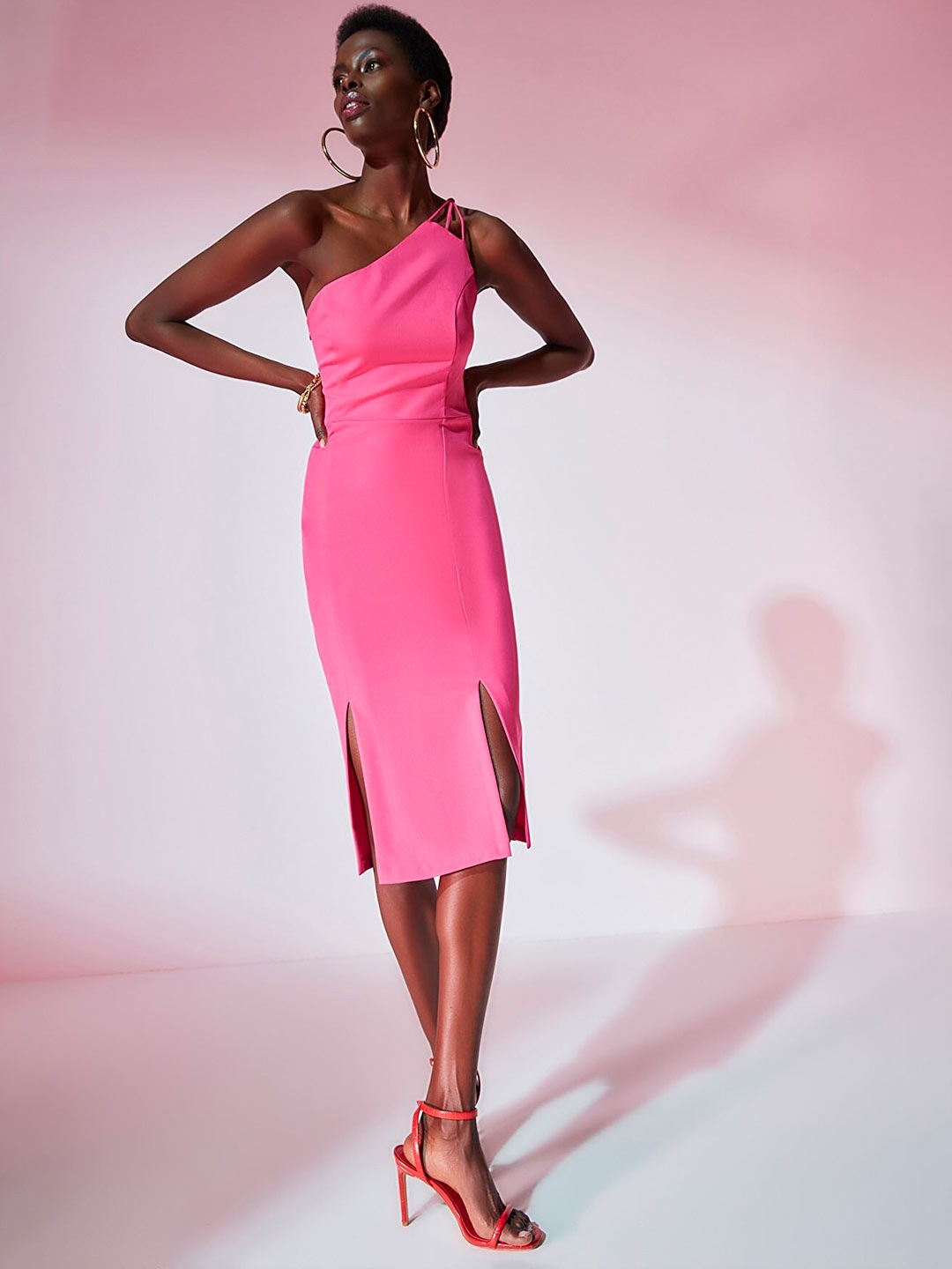 

Trendyol One Shoulder Sheath Dress, Fuchsia
