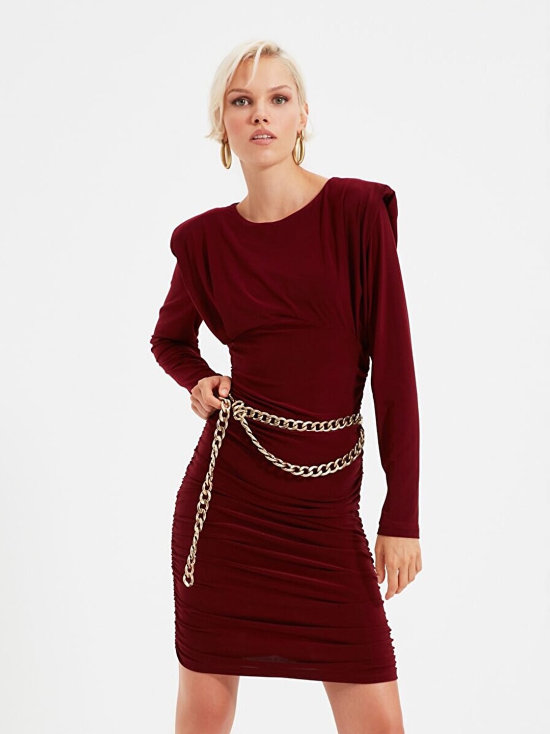 

Trendyol Round Neck Sheath Dress, Burgundy