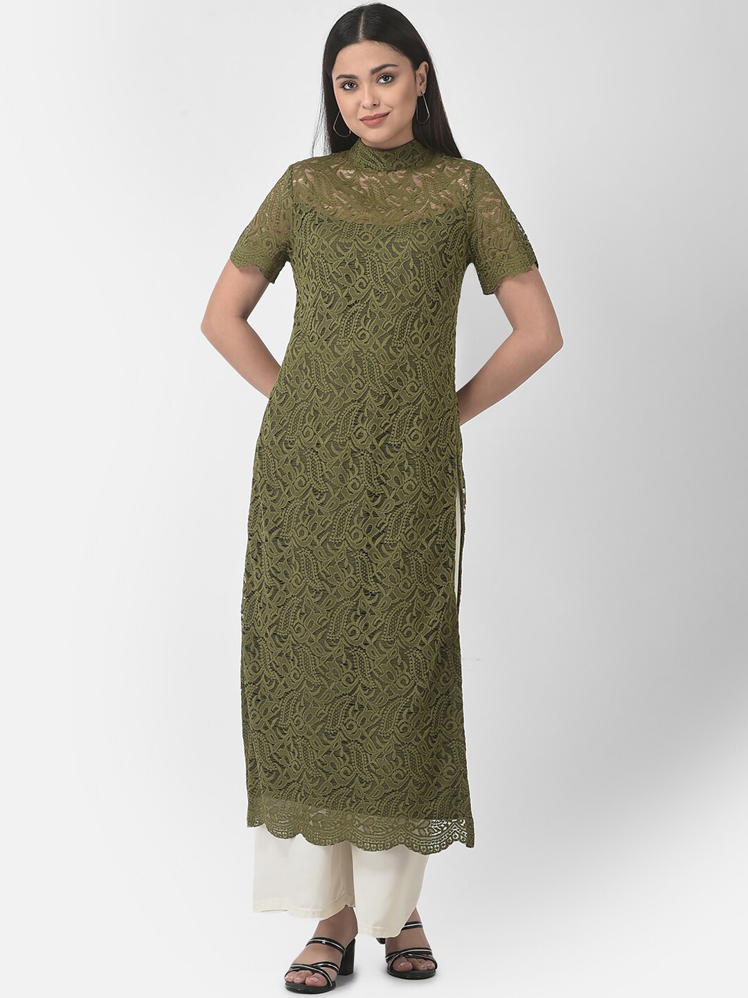 

Eavan Ethnic Motifs Thread Work Kurta, Green