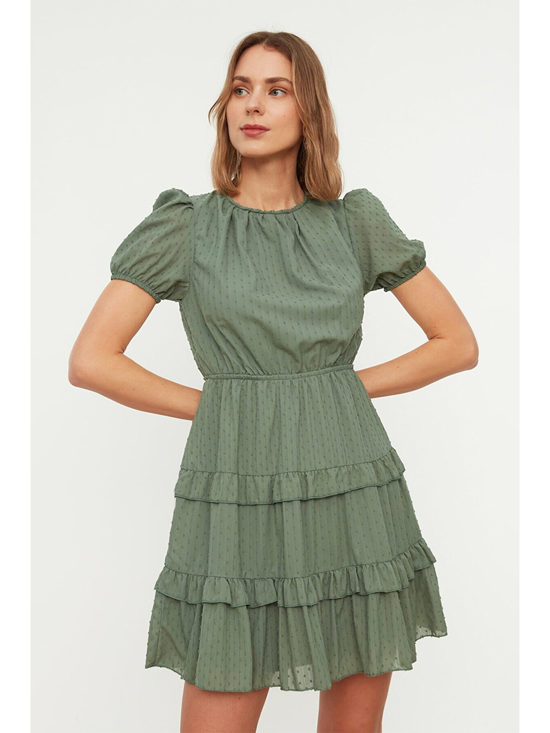 

Trendyol Tiered Fit & Flare Dress, Green