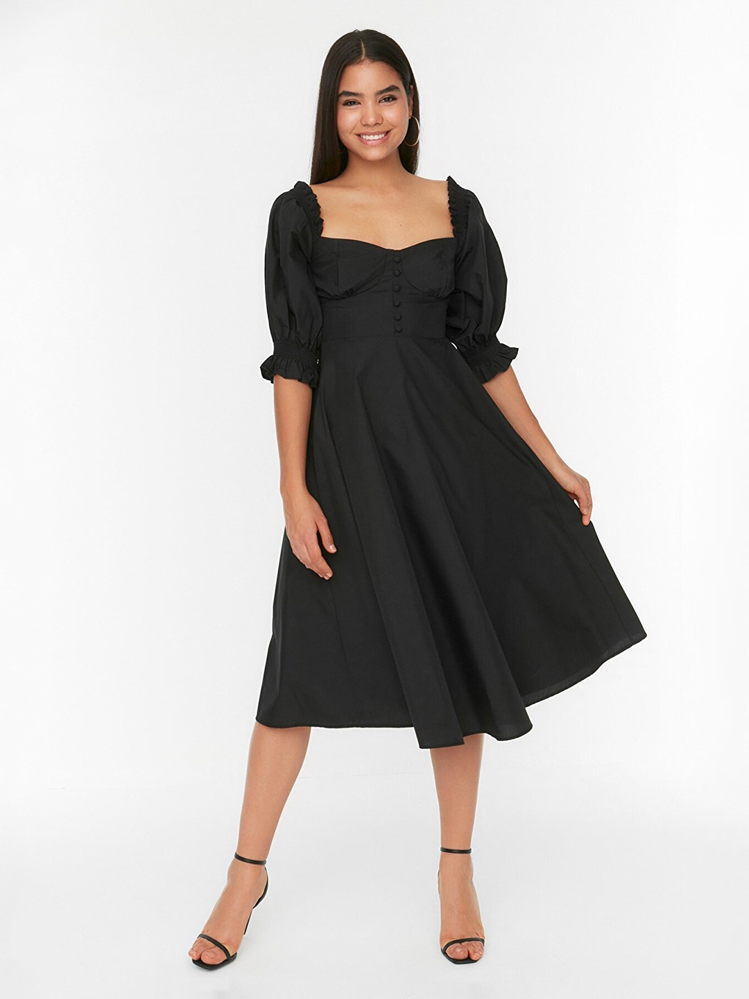 

Trendyol Fit And Flare Midi Dress, Black
